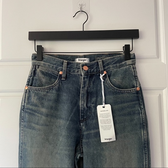 NWT Wrangler x Free People Wild West High Rise Straight Jeans Peach Tint - Picture 13 of 13